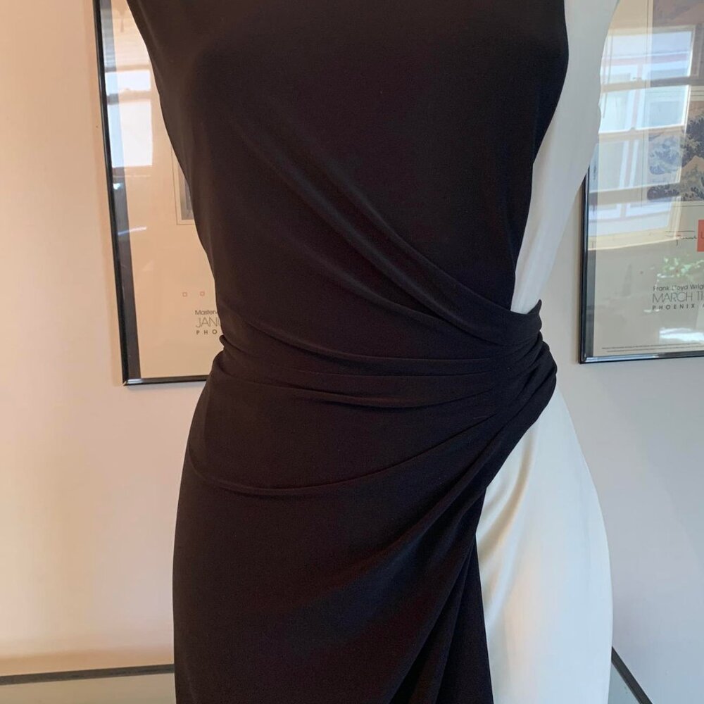 New with tags! Ralph Lauren versatile Dress black/white cascade-drape Size 8 - Picture 12 of 12